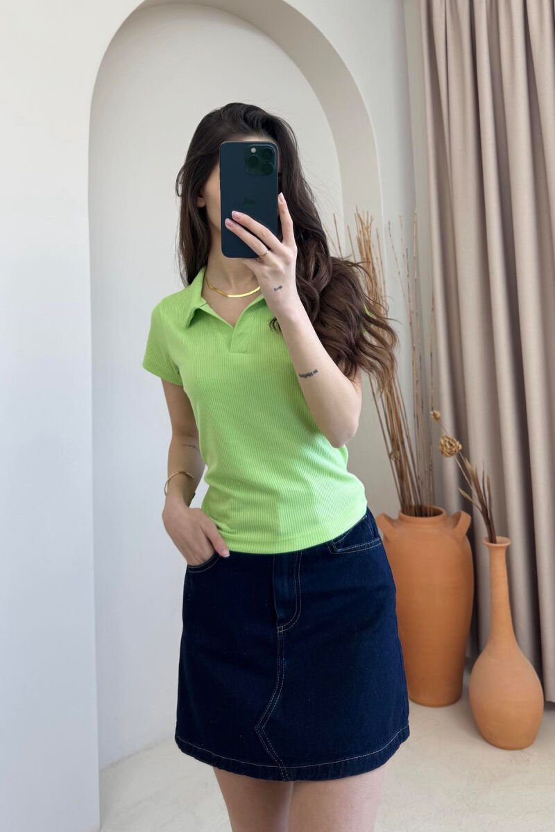 ONE COLOR SIMPLE WOMAN SHIRT LIGHT GREEN/JEZB - 1