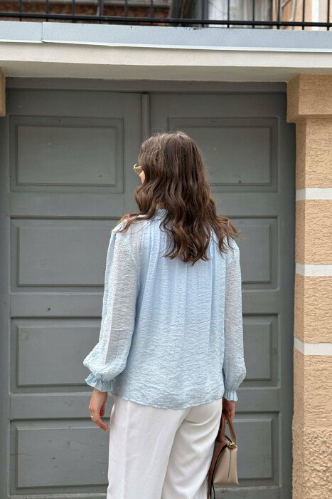 ONE COLOR SIMPLE WOMAN SHIRT LIGHTBLUE/BZ - 5