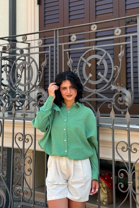 ONE COLOR SIMPLE WOMAN SHIRT MINT/MENTE - 4