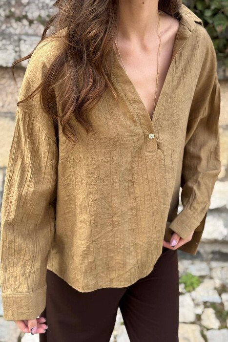 ONE COLOR SIMPLE WOMAN SHIRT OLIVE/ULLI - 3