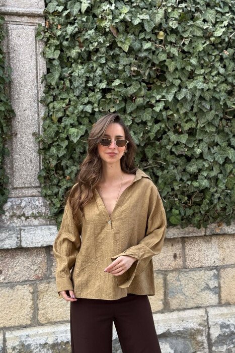 ONE COLOR SIMPLE WOMAN SHIRT OLIVE/ULLI - 4