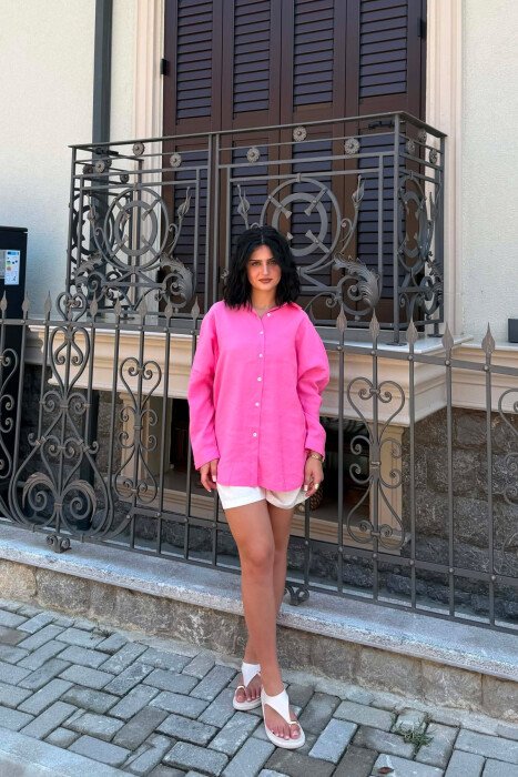 ONE COLOR SIMPLE WOMAN SHIRT PINK/ROZE - 5