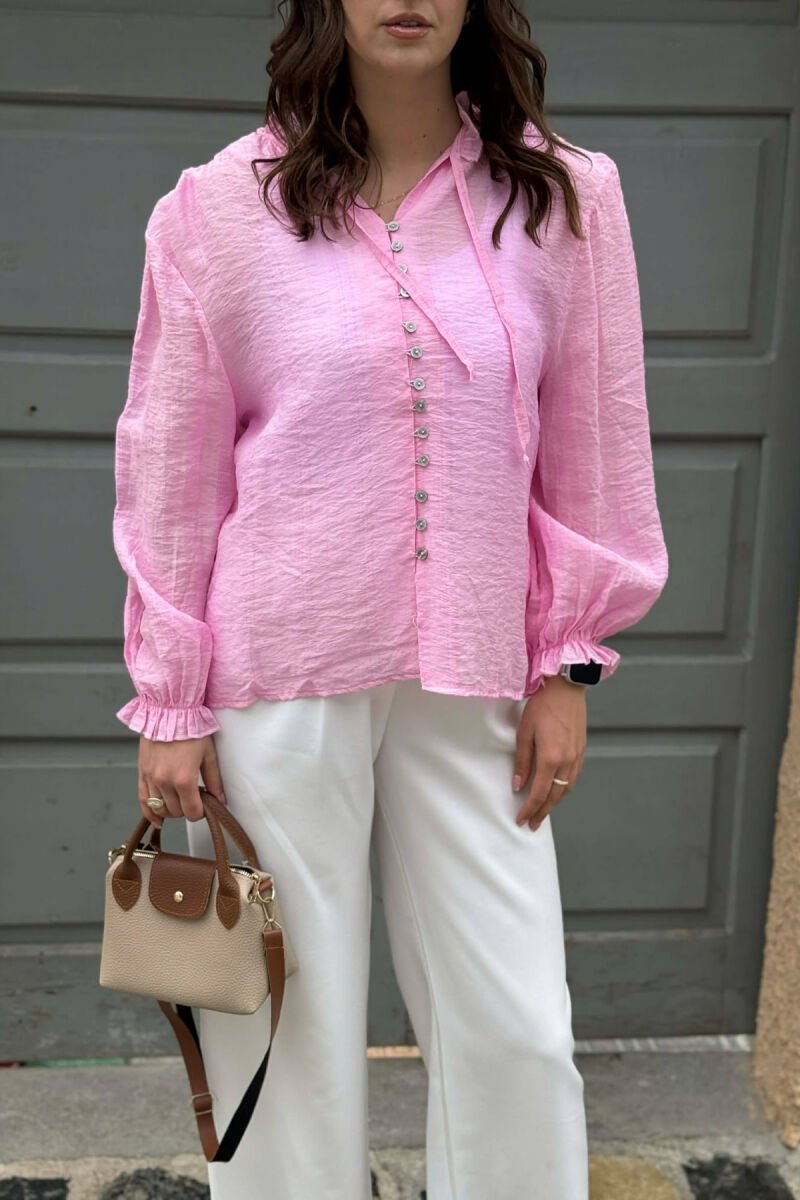 ONE COLOR SIMPLE WOMAN SHIRT PINK/ROZE - 2