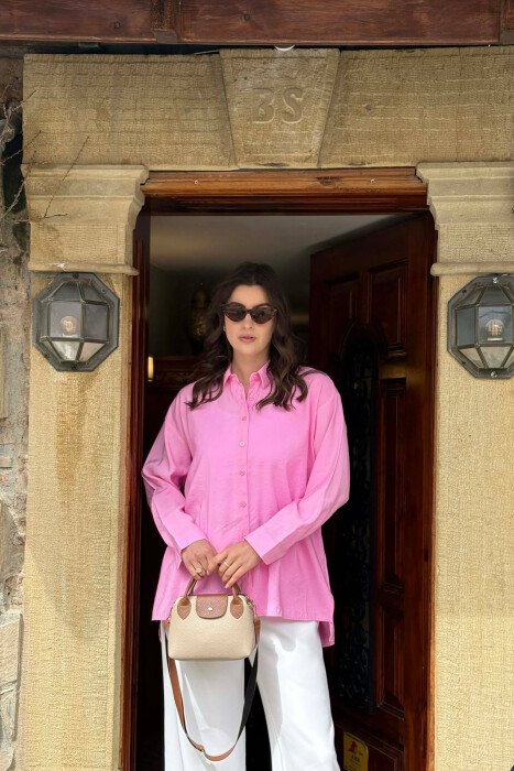 ONE COLOR SIMPLE WOMAN SHIRT PINK/ROZE - 1