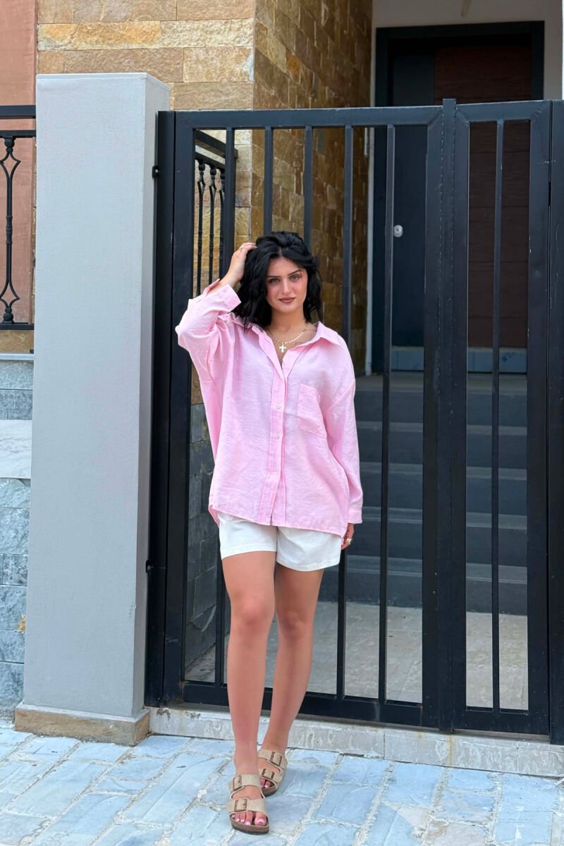ONE COLOR SIMPLE WOMAN SHIRT PINK/ROZE - 4
