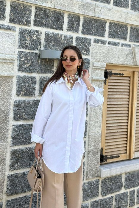 ONE COLOR SIMPLE WOMAN SHIRT WHITE-E BARDHE - KLAUDIO FASHION