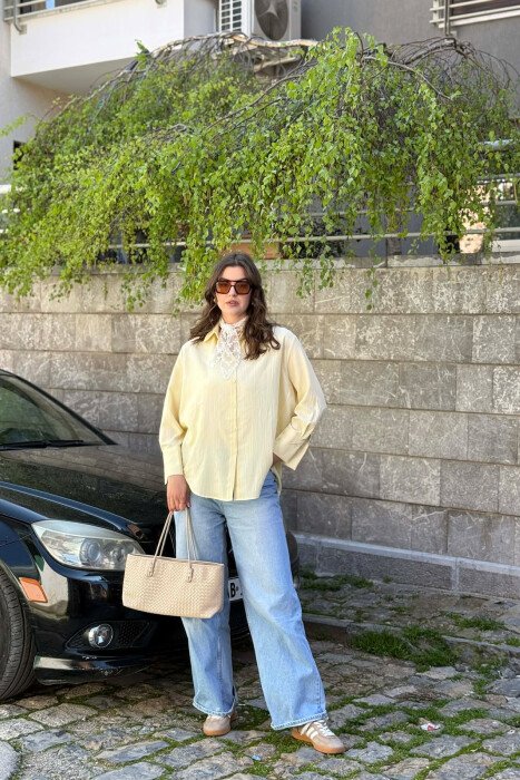 ONE COLOR SIMPLE WOMAN SHIRT YELLOW/E VERDHE - 4