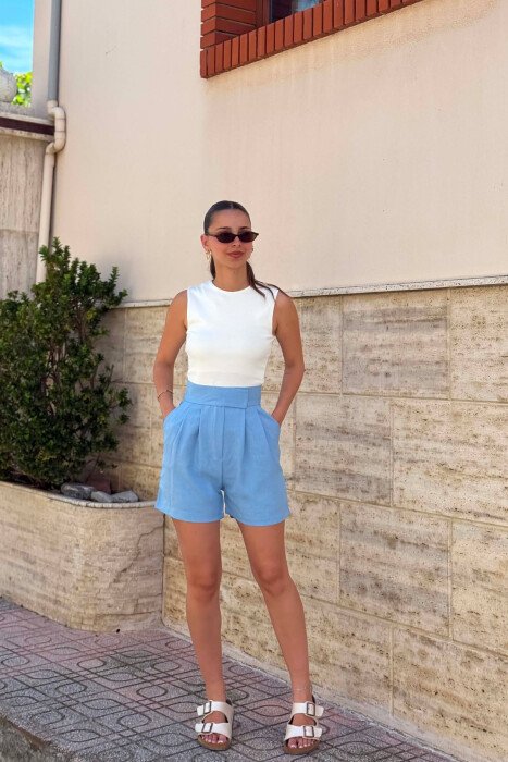 ONE COLOR SIMPLE WOMAN SHORTS BABY BLUE/BLU BY - 1