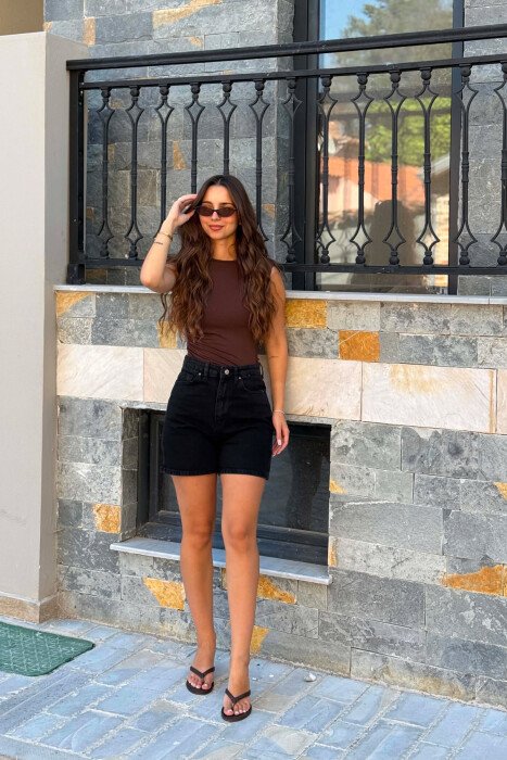 ONE COLOR SIMPLE WOMAN SHORTS BLACK/ E ZEZE - 