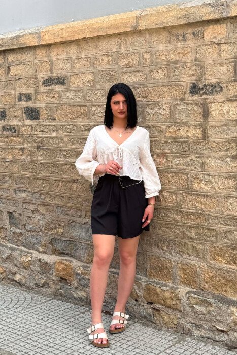 ONE COLOR SIMPLE WOMAN SHORTS BLACK/ E ZEZE - 