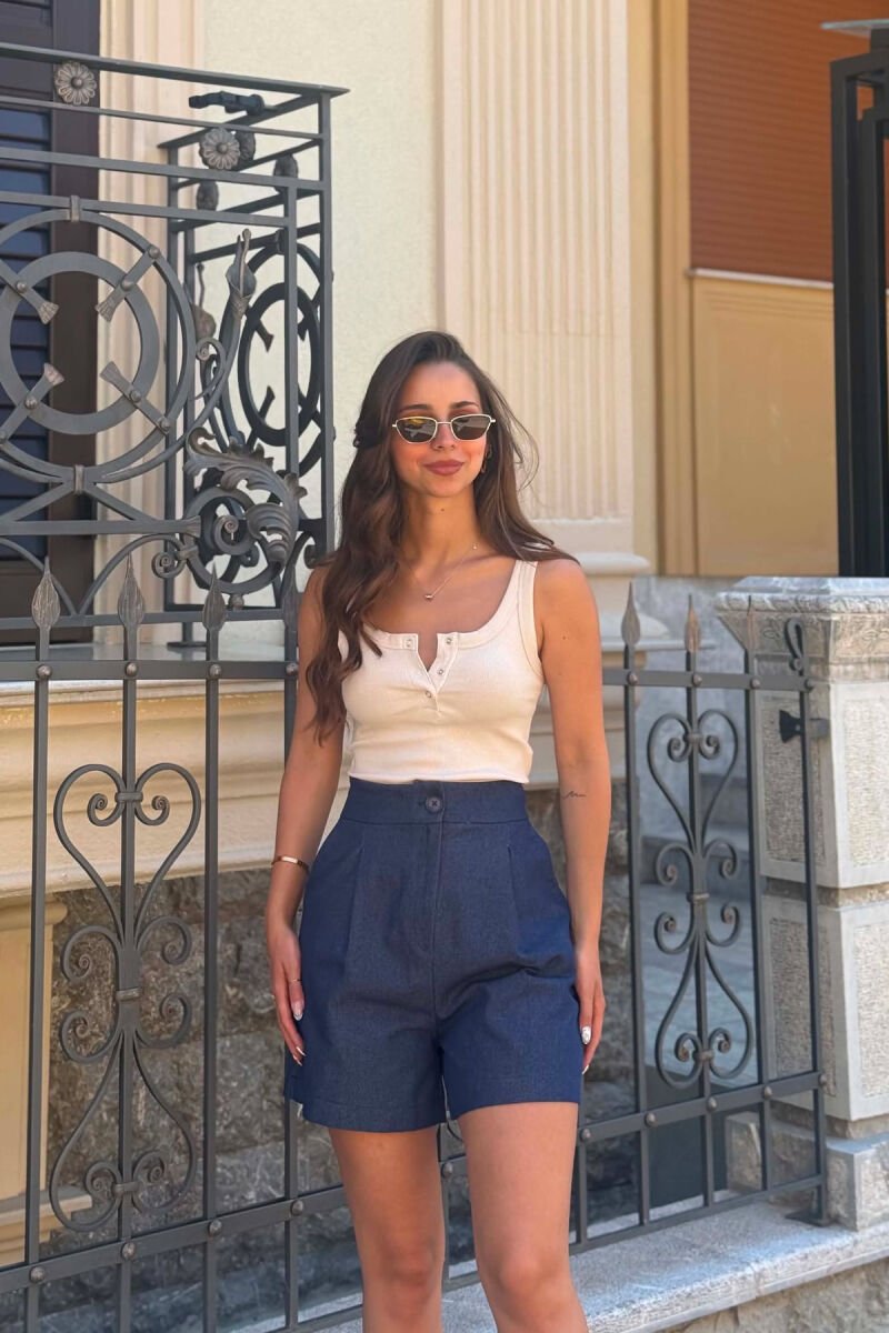 ONE COLOR SIMPLE WOMAN SHORTS BLUE/BLU - 3