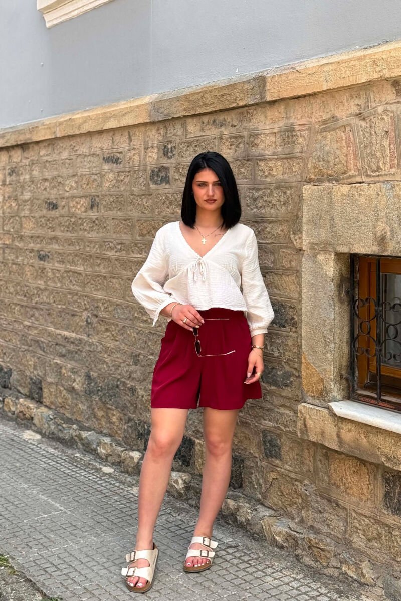 ONE COLOR SIMPLE WOMAN SHORTS BURGUNDY/VISHNJE - 1