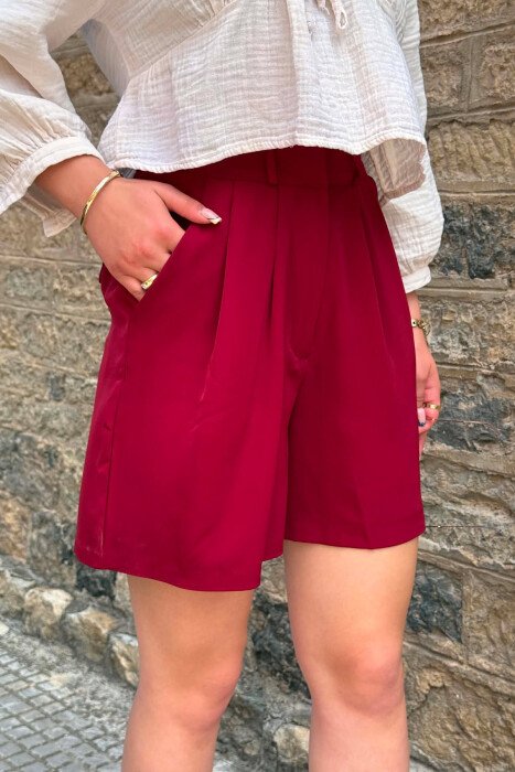 ONE COLOR SIMPLE WOMAN SHORTS BURGUNDY/VISHNJE - 3