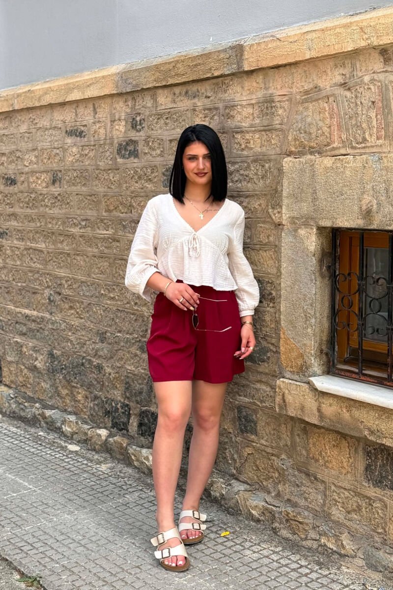ONE COLOR SIMPLE WOMAN SHORTS BURGUNDY/VISHNJE - 5