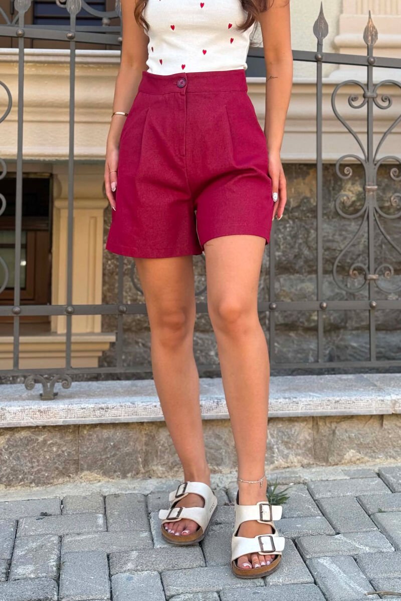 ONE COLOR SIMPLE WOMAN SHORTS BURGUNDY/VISHNJE - 4