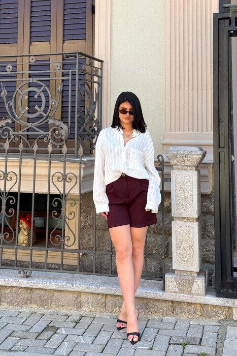 ONE COLOR SIMPLE WOMAN SHORTS DARK BURGUNDY/VISHNJE E ERRET - 6