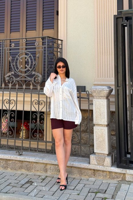ONE COLOR SIMPLE WOMAN SHORTS DARK BURGUNDY/VISHNJE E ERRET - 9
