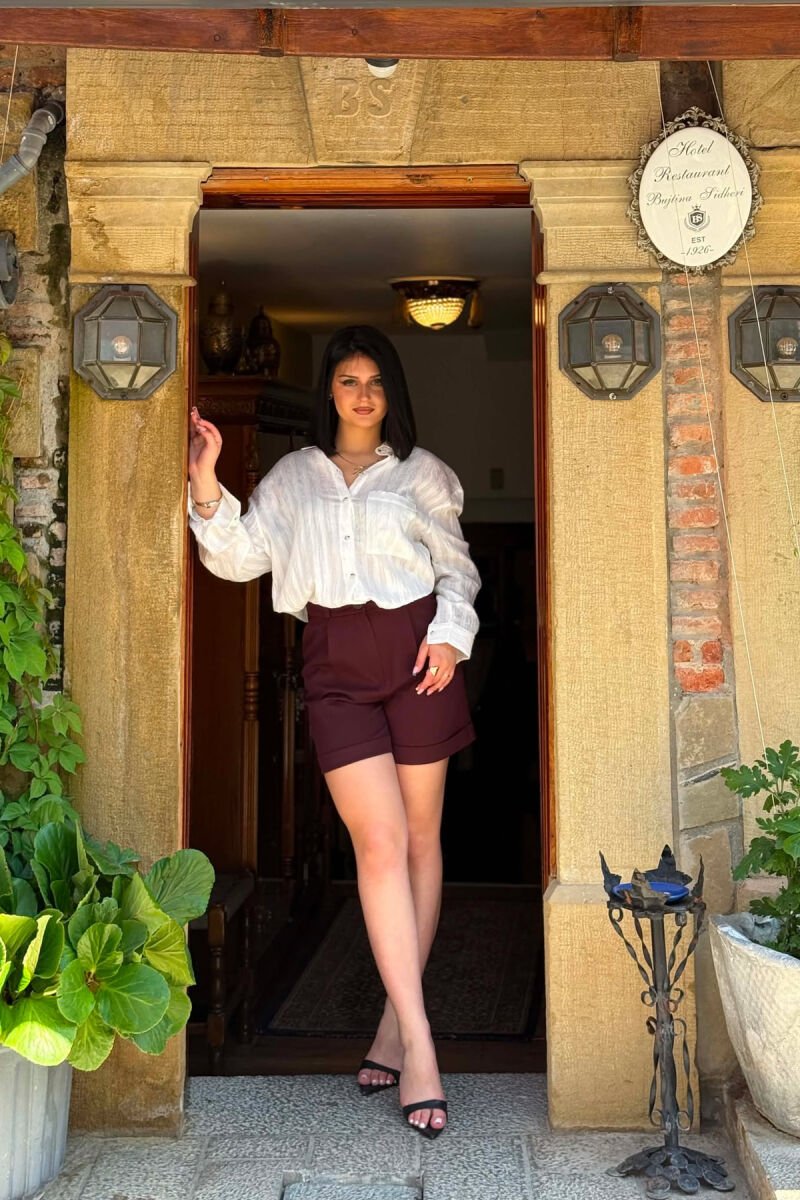 ONE COLOR SIMPLE WOMAN SHORTS DARK BURGUNDY/VISHNJE E ERRET - 10