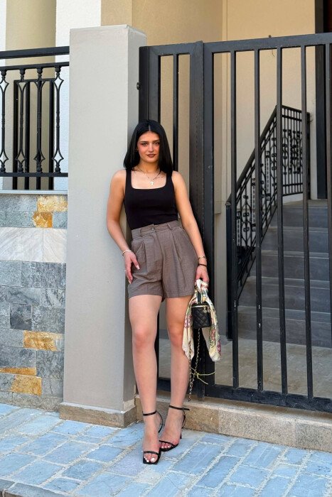 ONE COLOR SIMPLE WOMAN SHORTS GREY/GRI - KLAUDIO FASHION
