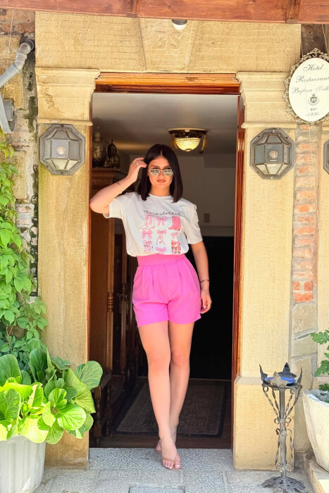 ONE COLOR SIMPLE WOMAN SHORTS PINK/ROZE 