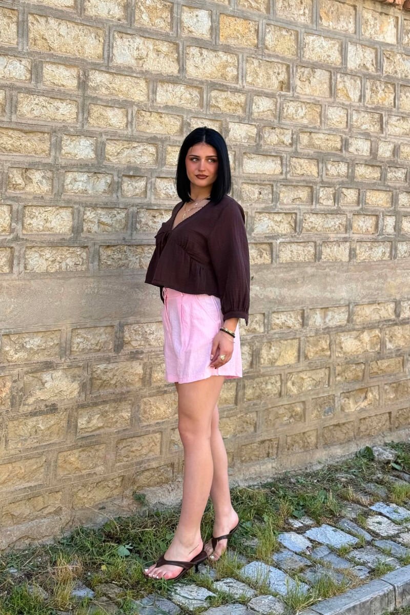 ONE COLOR SIMPLE WOMAN SHORTS PINK/ROZE - 2