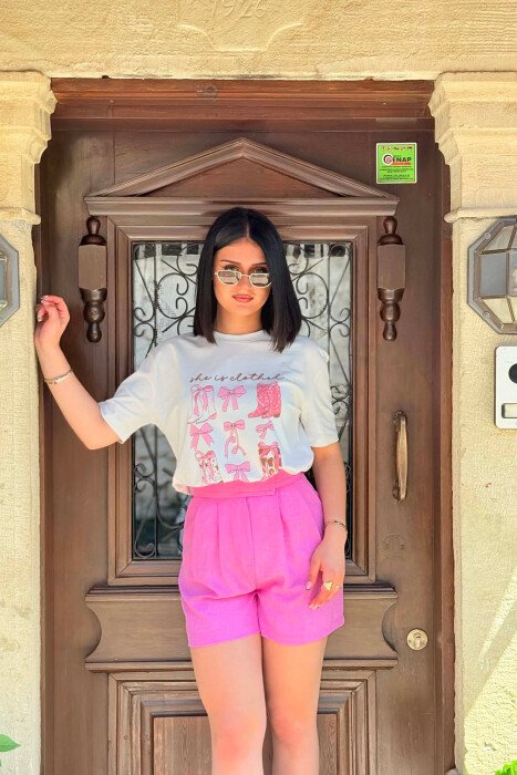 ONE COLOR SIMPLE WOMAN SHORTS PINK/ROZE - 6