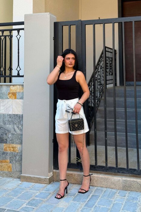 ONE COLOR SIMPLE WOMAN SHORTS WHITE-E BARDHE - 4