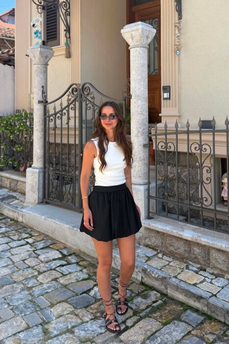 ONE COLOR SIMPLE WOMAN SKIRT BLACK/ E ZEZE - 1