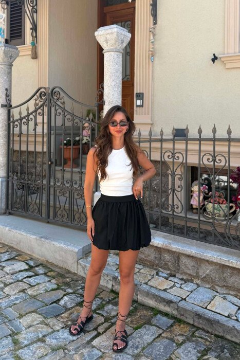 ONE COLOR SIMPLE WOMAN SKIRT BLACK/ E ZEZE - 5