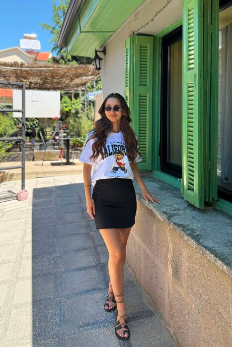 ONE COLOR SIMPLE WOMAN SKIRT BLACK/ E ZEZE - 1