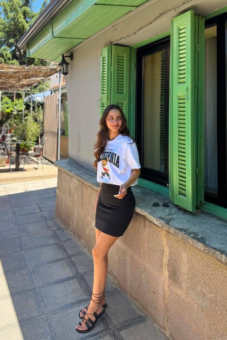 ONE COLOR SIMPLE WOMAN SKIRT BLACK/ E ZEZE - 2