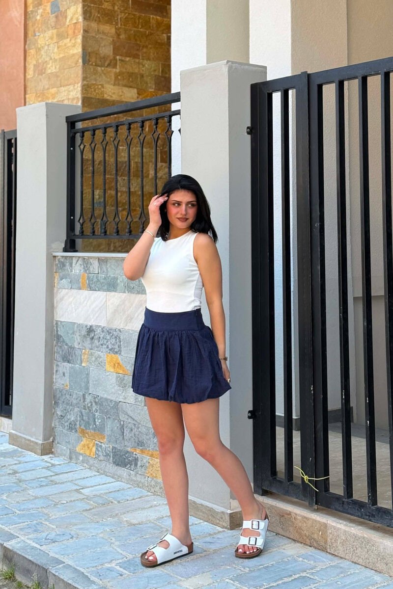 ONE COLOR SIMPLE WOMAN SKIRT BLUE/BLU - 3