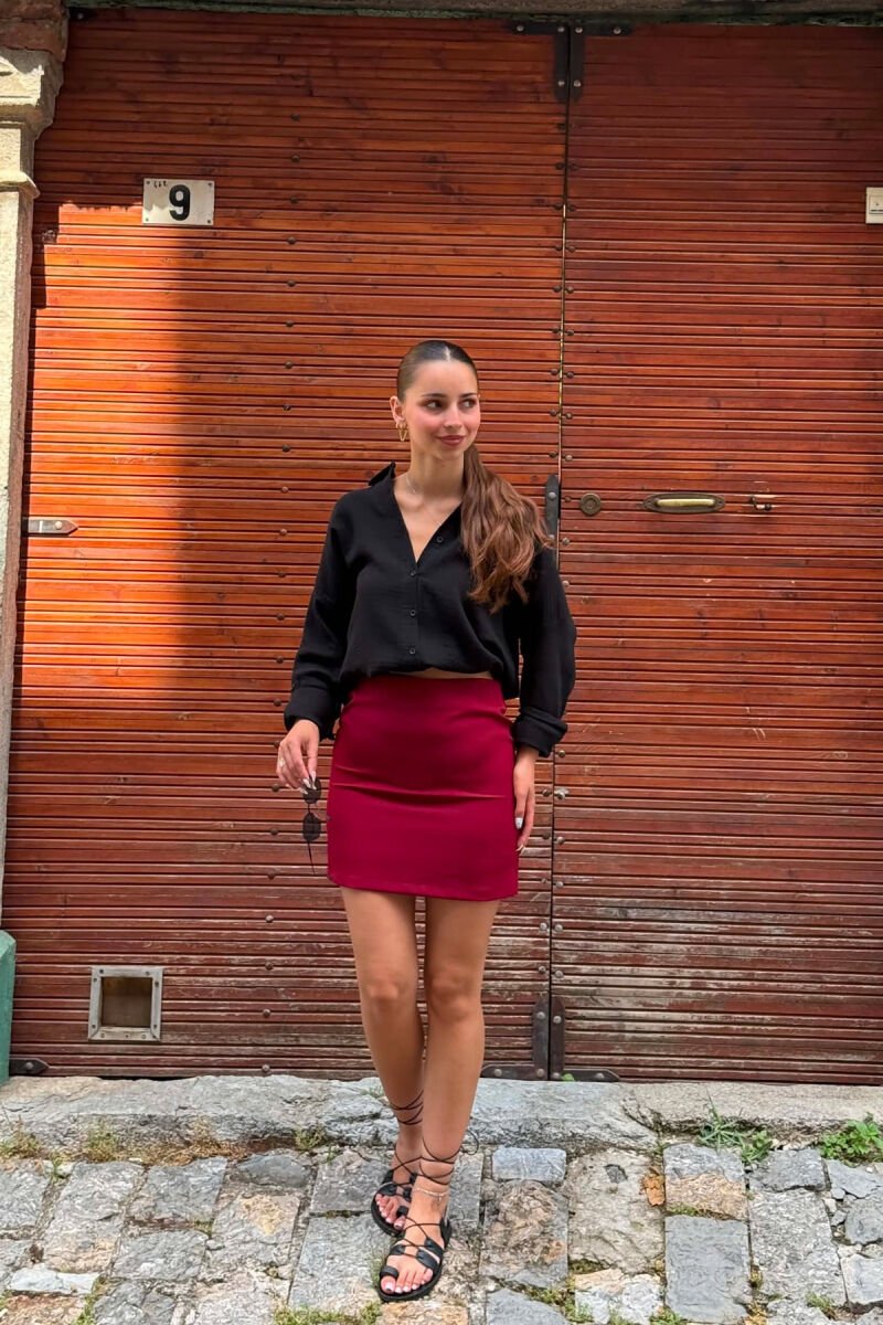 ONE COLOR SIMPLE WOMAN SKIRT BURGUNDY/VISHNJE - 2