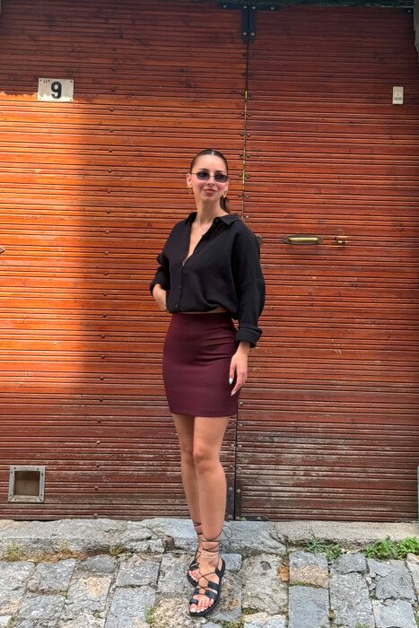 ONE COLOR SIMPLE WOMAN SKIRT DARK BURGUNDY/VISHNJE E ERRET 