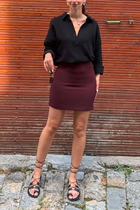 ONE COLOR SIMPLE WOMAN SKIRT DARK BURGUNDY/VISHNJE E ERRET - 2