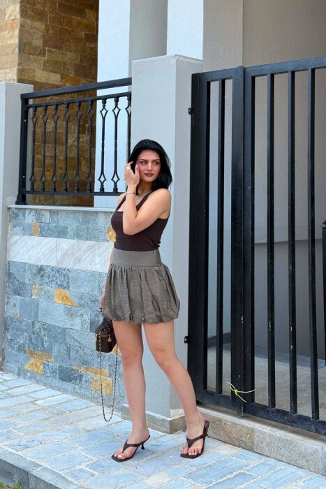 ONE COLOR SIMPLE WOMAN SKIRT OLIVE/ULLI - 2