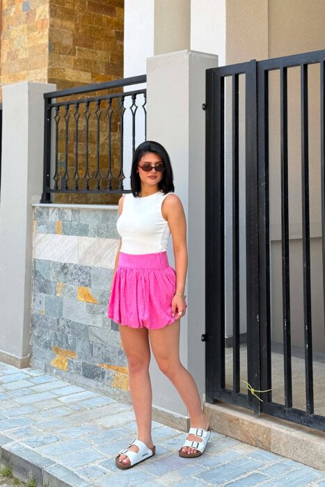 ONE COLOR SIMPLE WOMAN SKIRT PINK/ROZE - 2