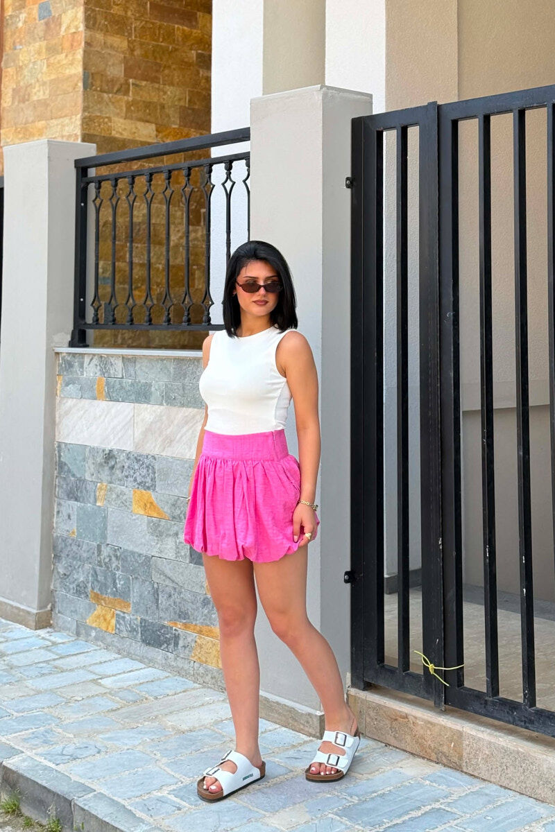 ONE COLOR SIMPLE WOMAN SKIRT PINK/ROZE - 2