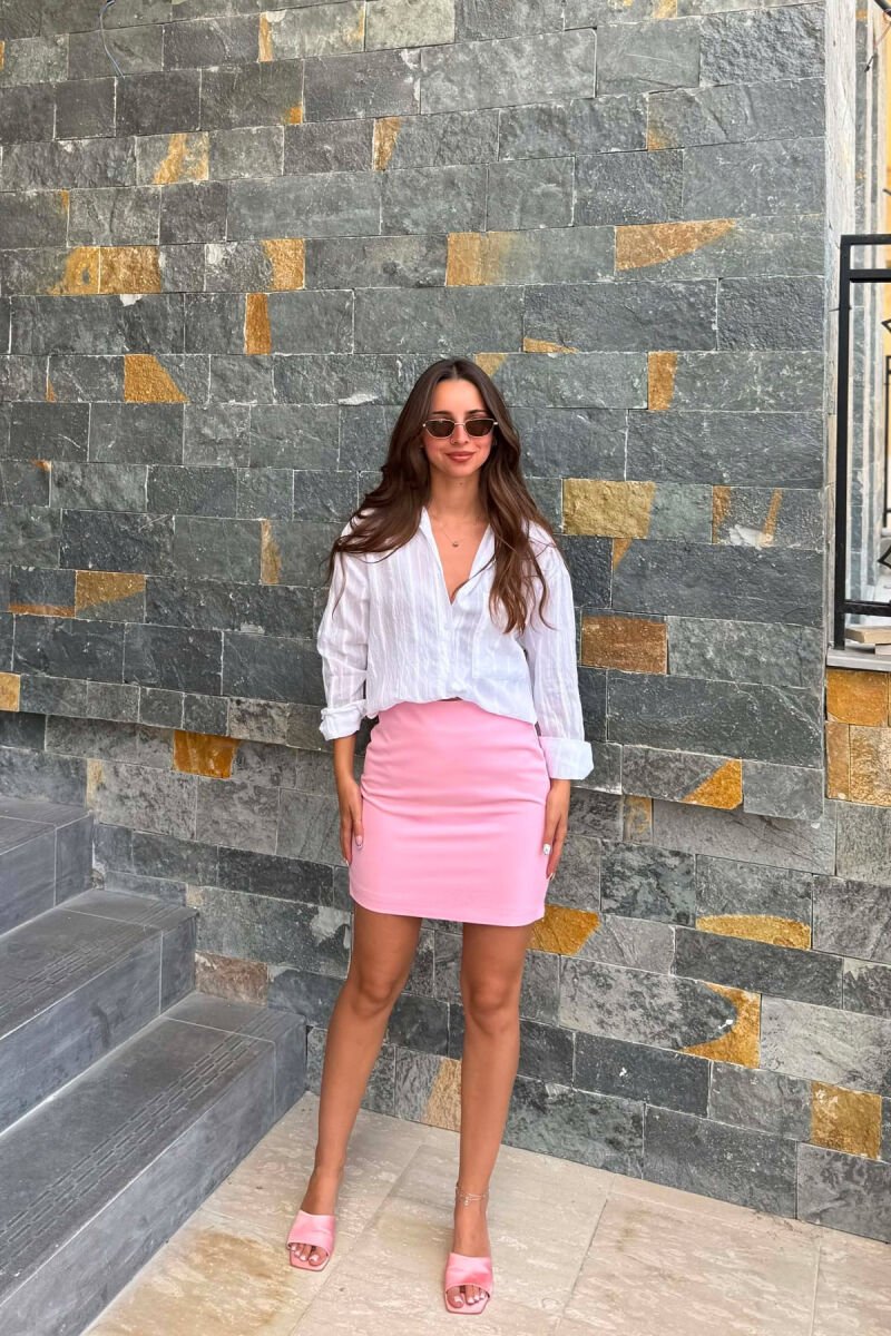 ONE COLOR SIMPLE WOMAN SKIRT PINK/ROZE - 1