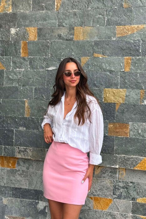 ONE COLOR SIMPLE WOMAN SKIRT PINK/ROZE - 2