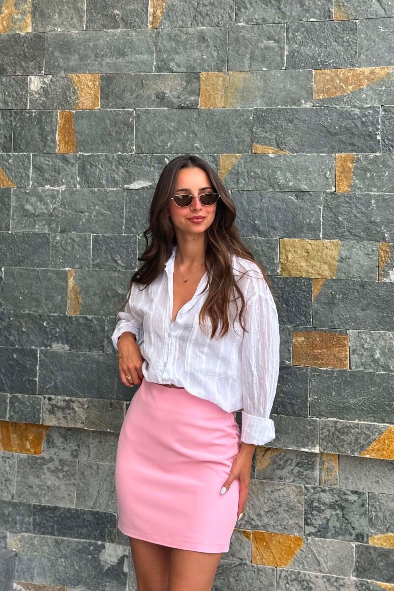 ONE COLOR SIMPLE WOMAN SKIRT PINK/ROZE - 2