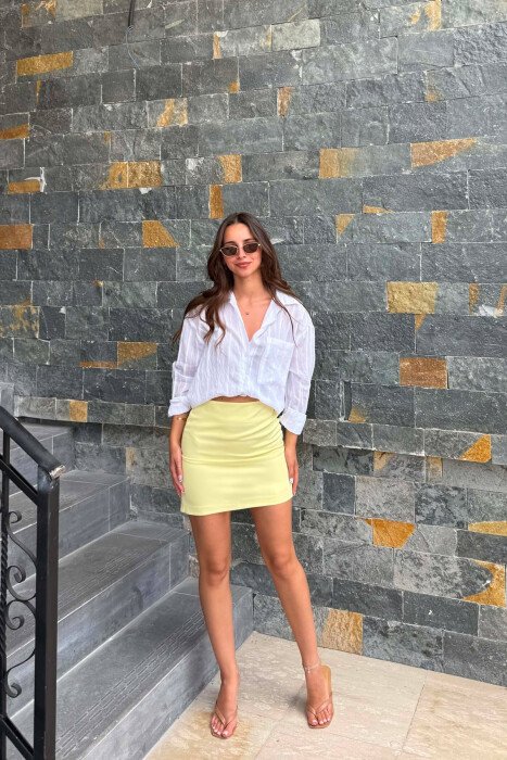 ONE COLOR SIMPLE WOMAN SKIRT YELLOW/E VERDHE - 2