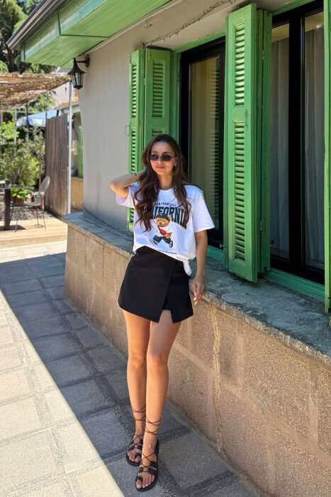ONE COLOR SIMPLE WOMAN SKORT BLACK/ E ZEZE - 1