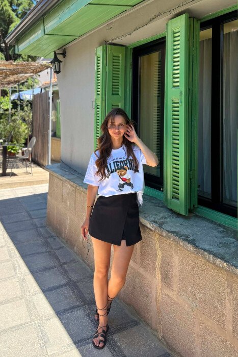 ONE COLOR SIMPLE WOMAN SKORT BLACK/ E ZEZE - 2