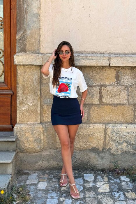 ONE COLOR SIMPLE WOMAN SKORT BLUE/BLU 