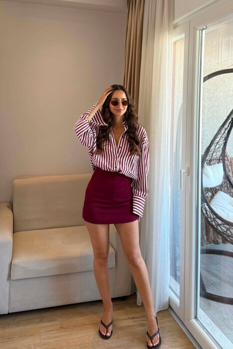 ONE COLOR SIMPLE WOMAN SKORT BURGUNDY/VISHNJE - 1