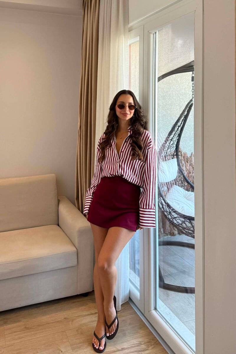 ONE COLOR SIMPLE WOMAN SKORT BURGUNDY/VISHNJE - 4