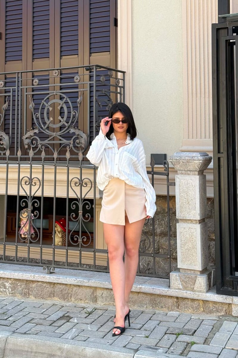 ONE COLOR SIMPLE WOMAN SKORT CREAM/KREM - 3