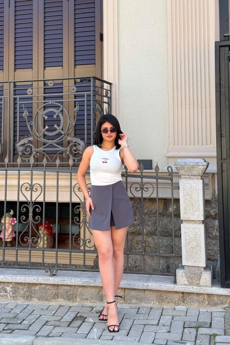ONE COLOR SIMPLE WOMAN SKORT DARK GREY/GEE - 1