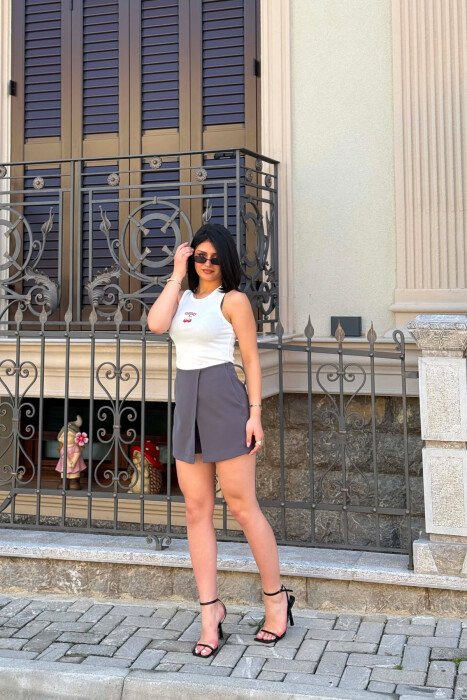 ONE COLOR SIMPLE WOMAN SKORT DARK GREY/GEE - 4